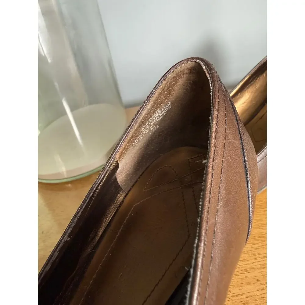Y2K Vintage Nine West brown leather chunky heeled‎ loafers Buckle Preppy 7.5